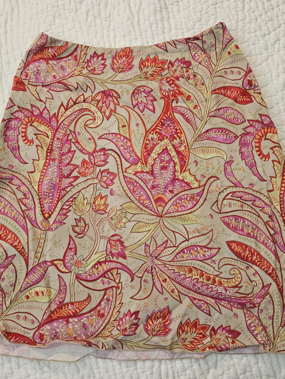 Talbots Pink and Red Paisley Print Skirt